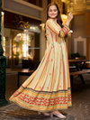 Cream Colour Rayon Print Gown Collection Wholesale Market In Surat Aaradhna 2032